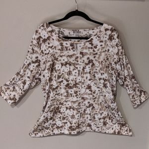 Tunic/top - brown and white color w/clear sequins